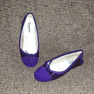 REPETTO-Beauty Aurora Ballerinas-Purple Patent/Suede-Bow-Sz 40-Very Good